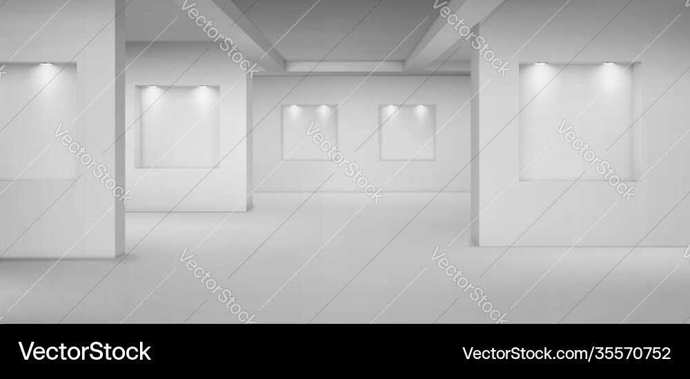 Empty Gallery with Spotlights Vector Image