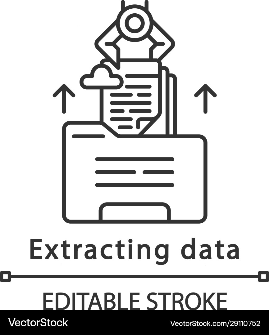 Extracting data linear icon Extracting data linear icon vector image