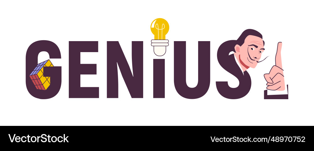 Genius prodigy text composition Royalty Free Vector Image