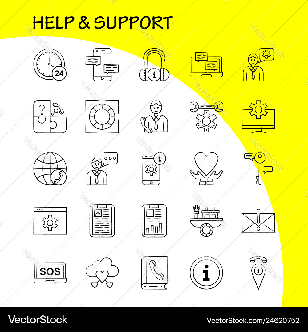 Help and support hand drawn icon for web print Vector Image