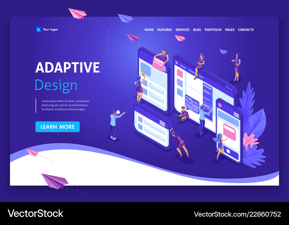 Landing page isometric concept business analysis Landing page isometric concept business analysis vector image