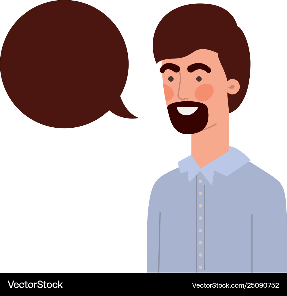 Man with speech bubble avatar character Man with speech bubble avatar character Vector Image