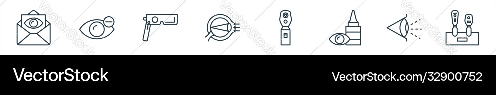 Opthalmology line icons linear set quality Opthalmology line icons linear set quality vector image