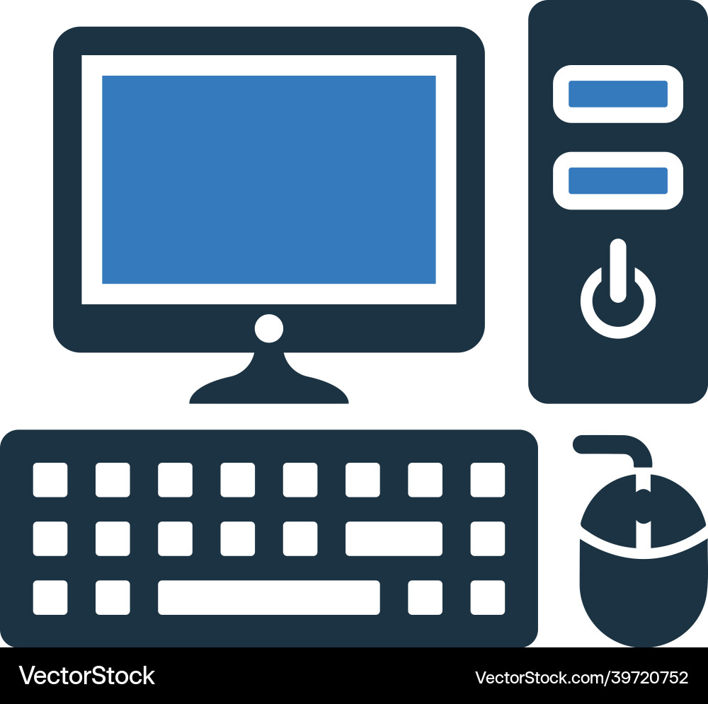 Pc desktop computer icon simple editable design vector image