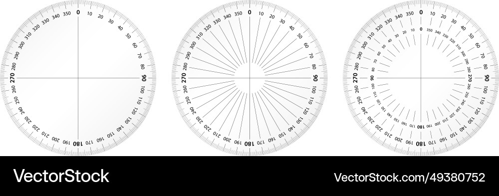 Protractor round ruler for architecture measure Protractor round ruler for architecture measure vector image