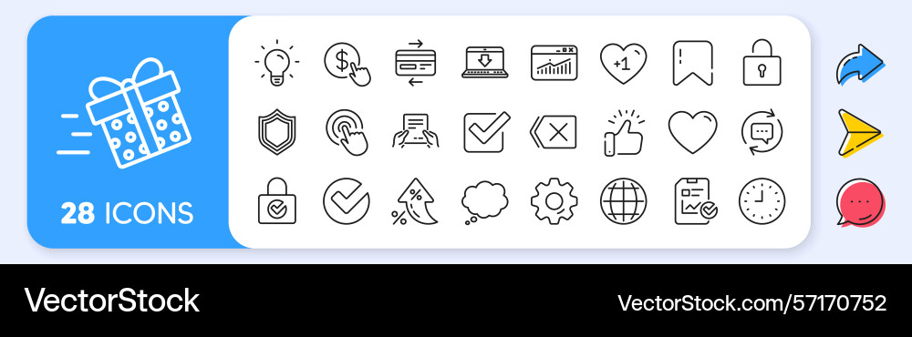 Report time and globe line icons statistics app Report time and globe line icons statistics app vector image