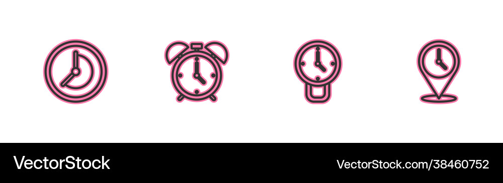 Set line clock alarm and location Set line clock alarm and location vector image