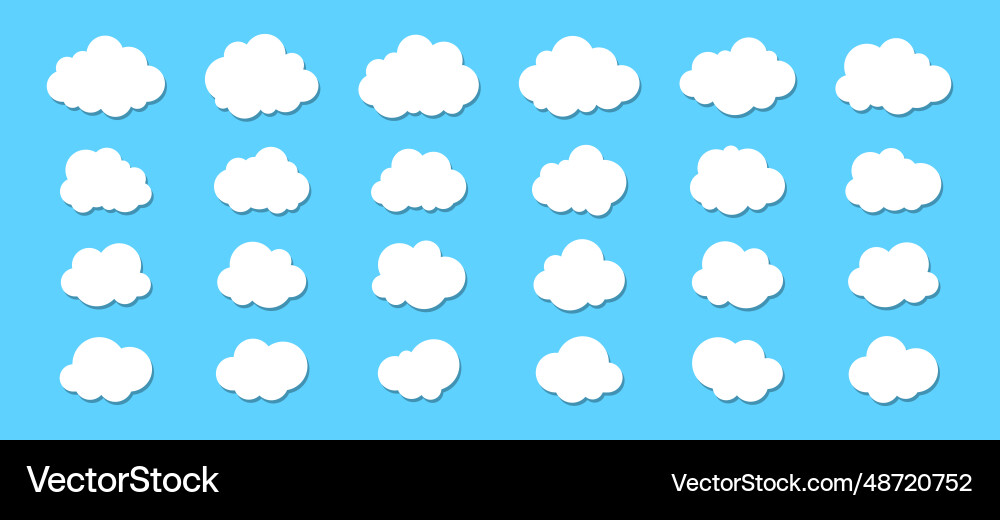 Set of clouds with shadow fluffy Set of clouds with shadow fluffy vector image