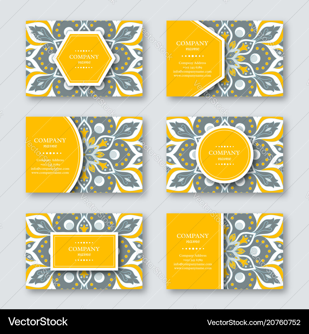 Set of ornamental hand drawn mandala cards Set of ornamental hand drawn mandala cards vector image
