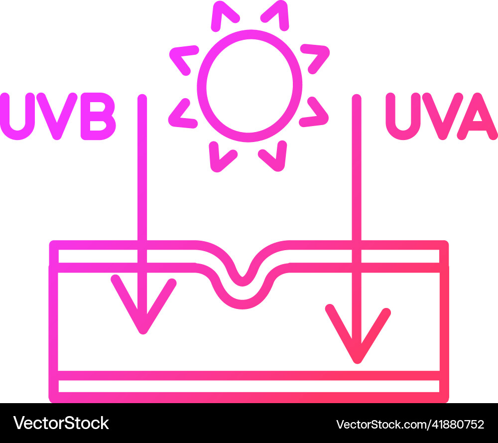 Sun effect on skin gradient linear icon Sun effect on skin gradient linear icon vector image