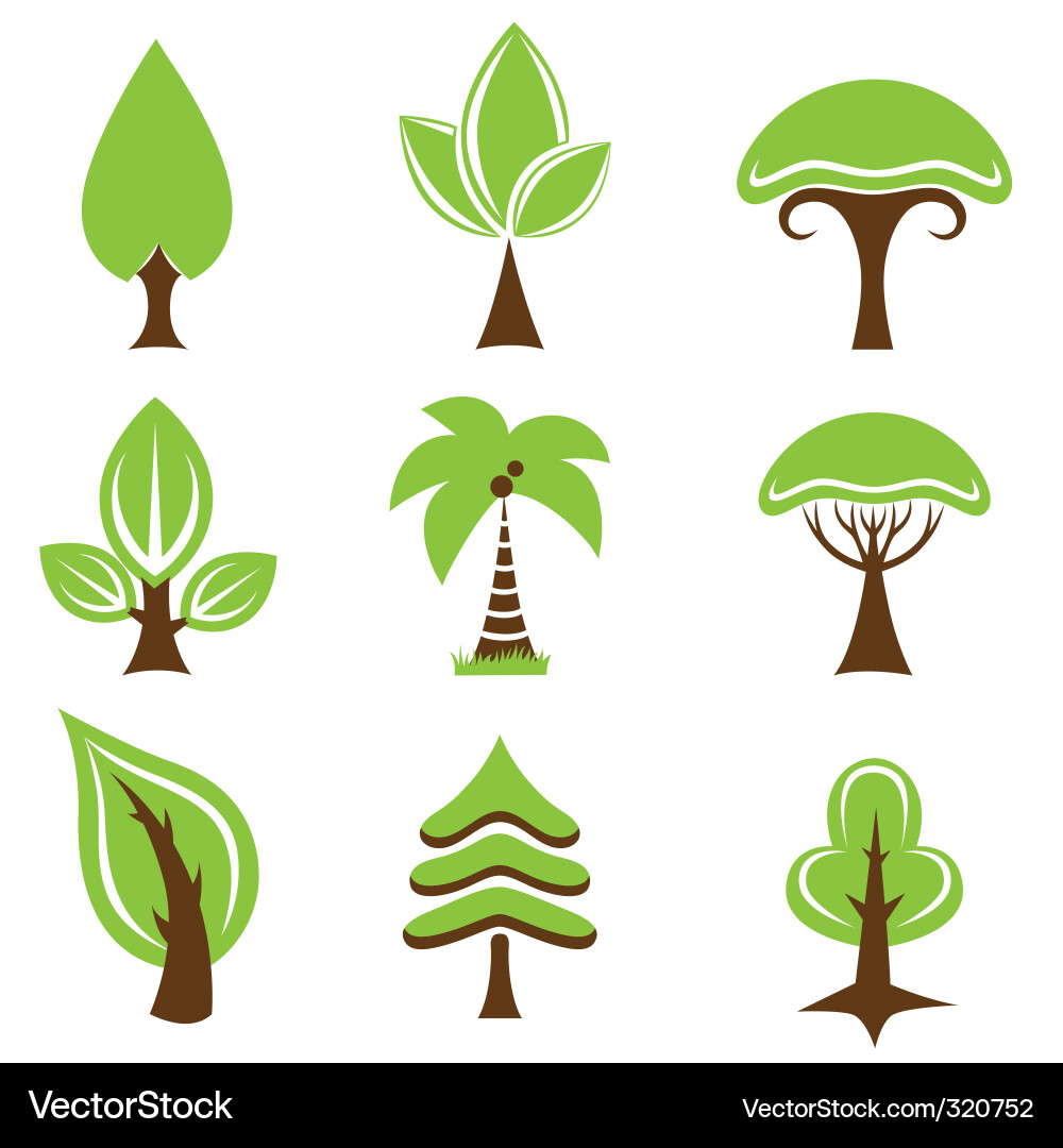 Tree Icon Set vector image