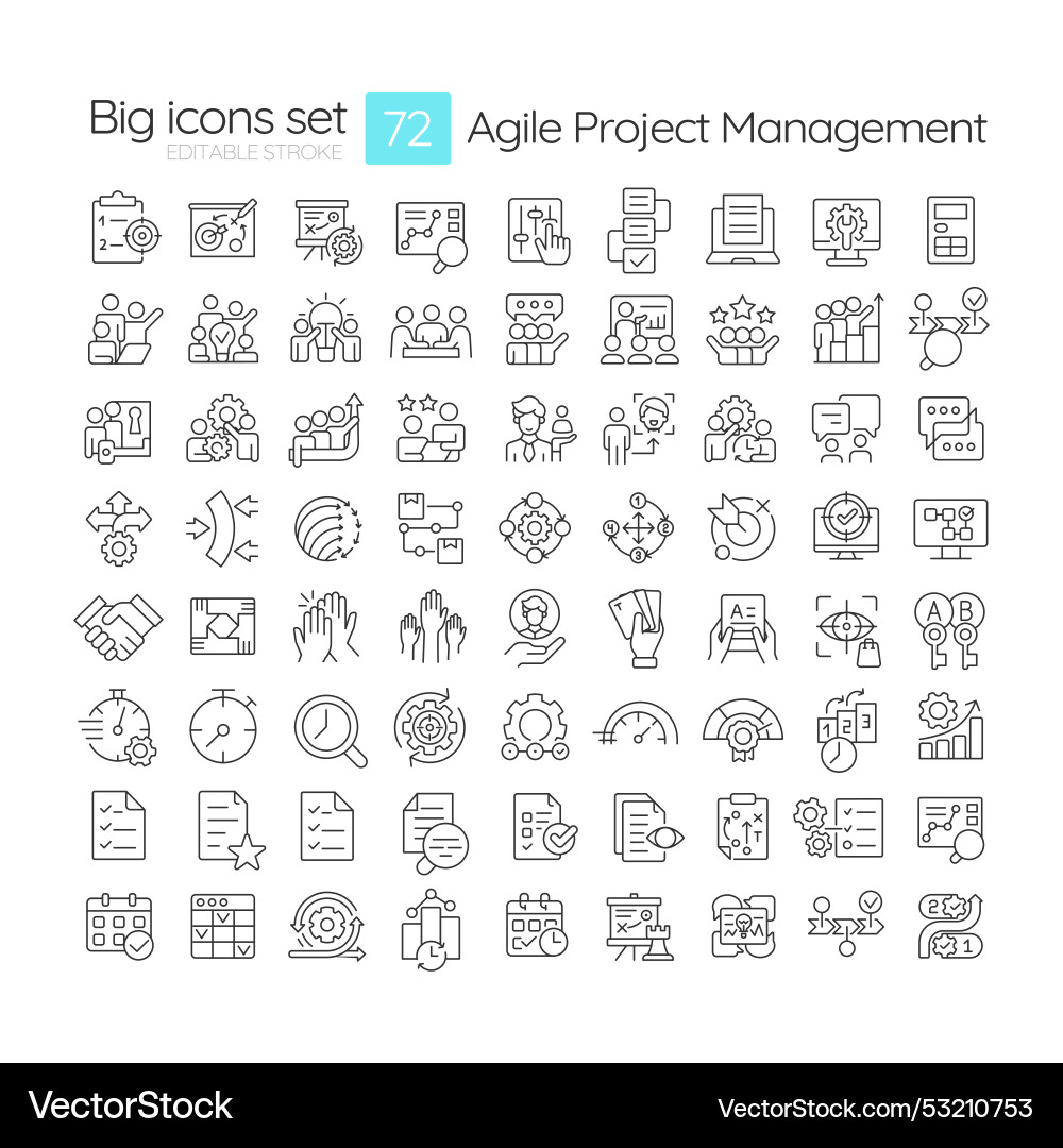 Agile project management linear icons set Agile project management linear icons set vector image