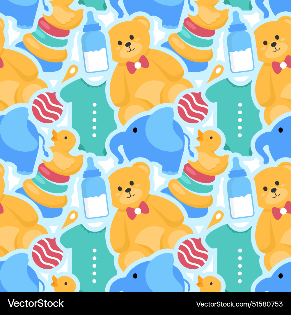 Baby seamless pattern design a set of simple Baby seamless pattern design a set of simple vector image