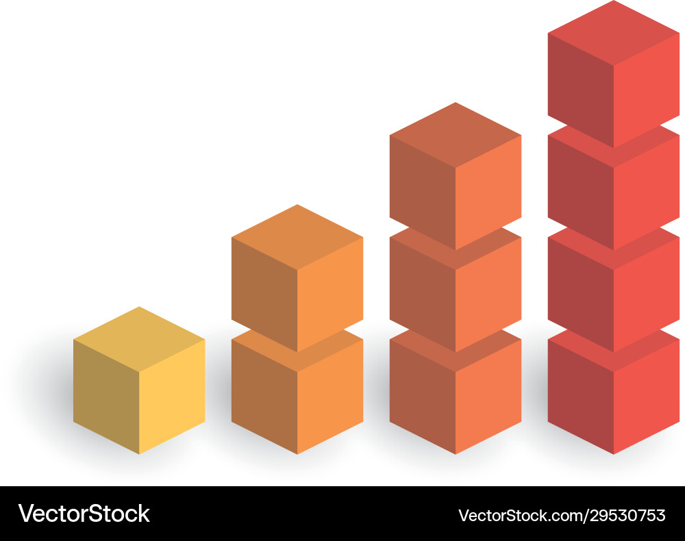 Bar chart 4 growing columns 3d isometric vector image