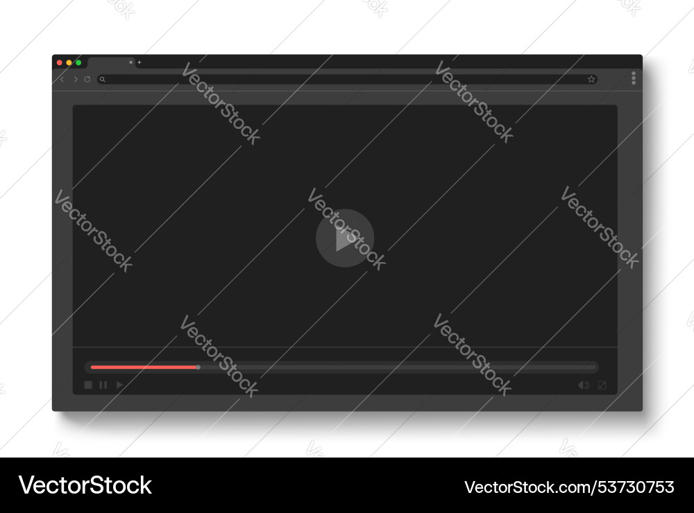 Browser with video player screen mockup template Browser with video player screen mockup template vector image