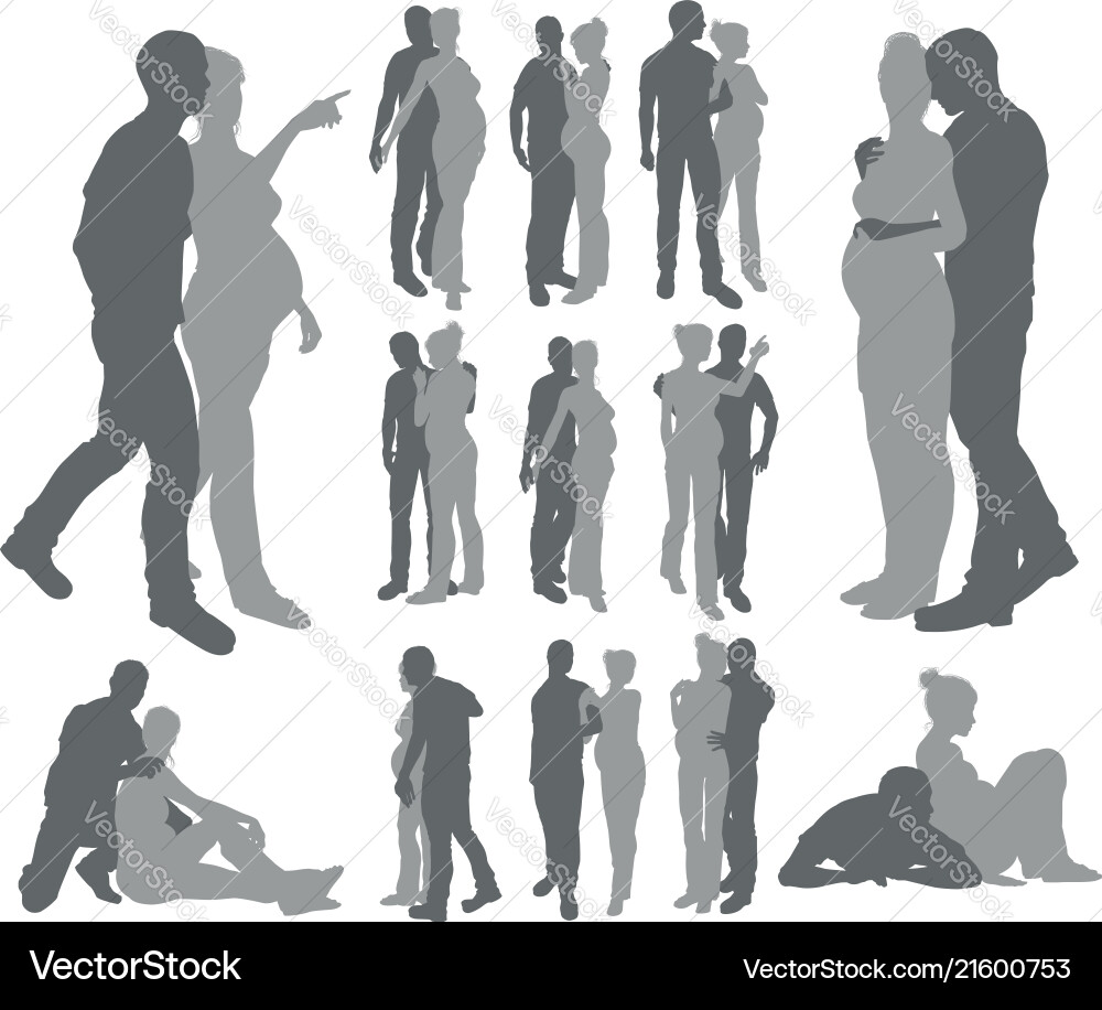Couple silhouettes pregnant woman Couple silhouettes pregnant woman vector image