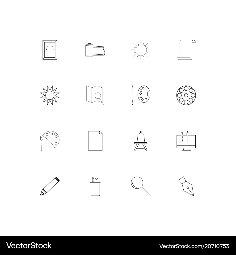 Creative process and design simple linear icons vector image