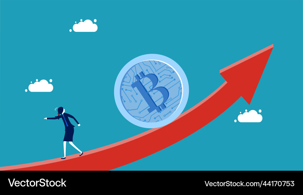Crypto recession businesswomen run away from Crypto recession businesswomen run away from vector image