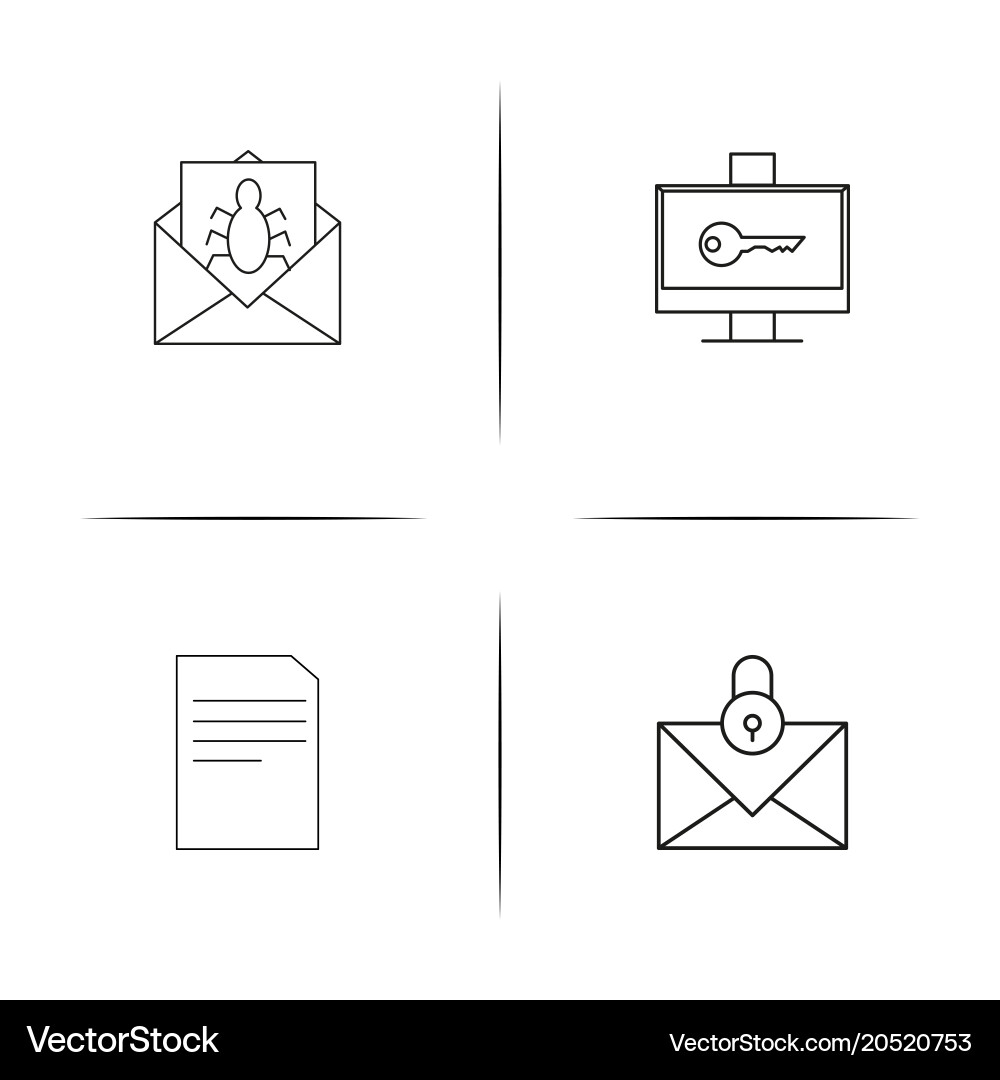 Cyber security simple linear icons set outlined vector image