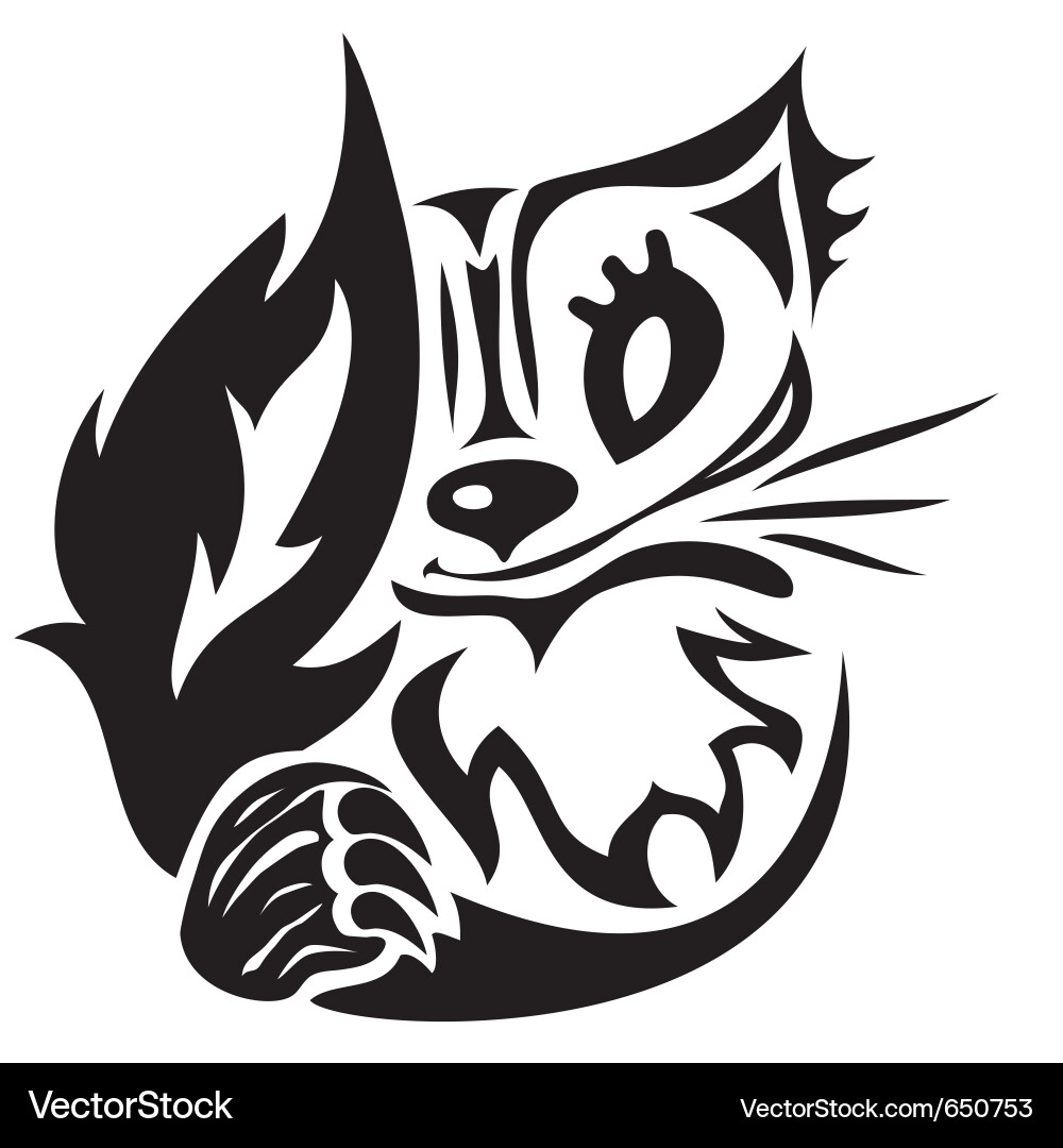 Furious Cat Head Tattoo vector image
