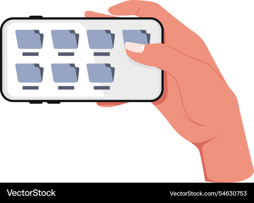 Hand using mobile file manager vector image