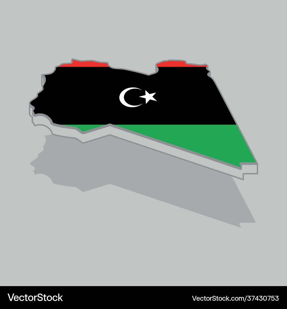 Isolated 3d map with flag libya Vector Image