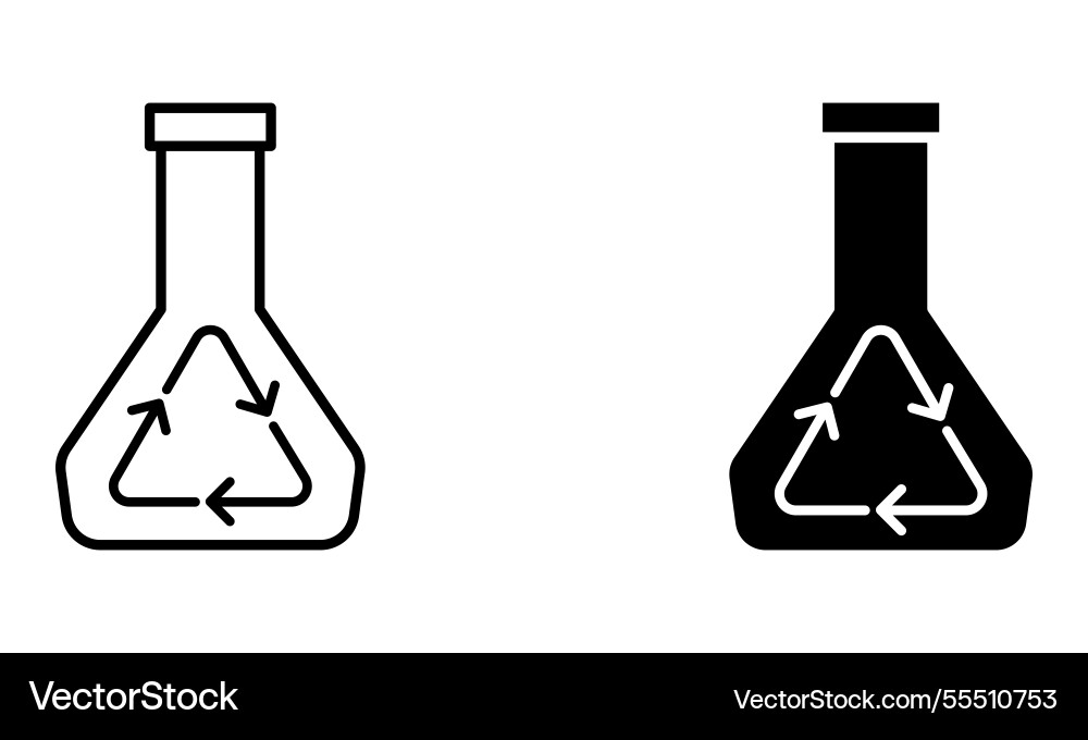 Laboratory flask with recycling symbol icon Laboratory flask with recycling symbol icon Vector Image