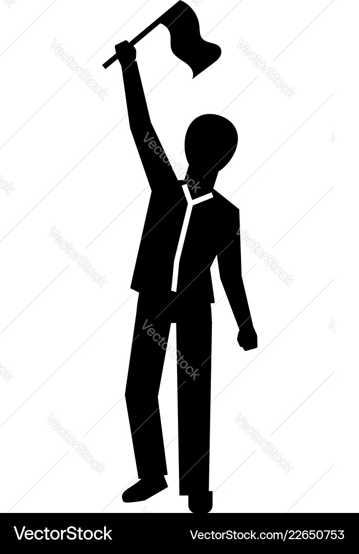 Man flag up icon simple style Man flag up icon simple style Vector Image