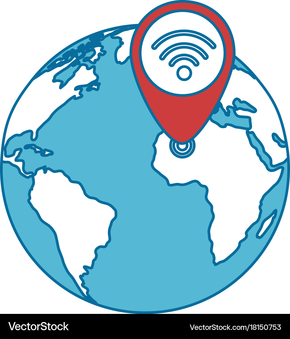 Planet with pointer location Vector Image