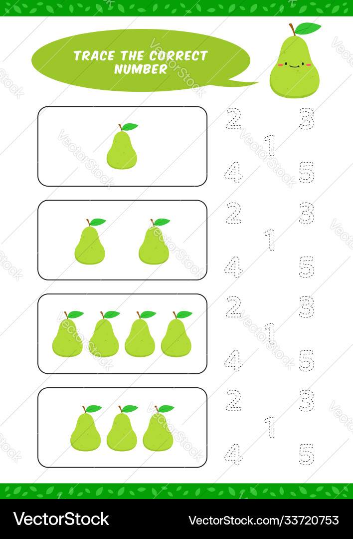 Preschool counting learn worksheet tracing Preschool counting learn worksheet tracing vector image