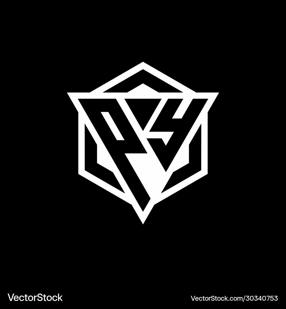 Py logo monogram with triangle and hexagon shape Py logo monogram with triangle and hexagon shape Vector Image