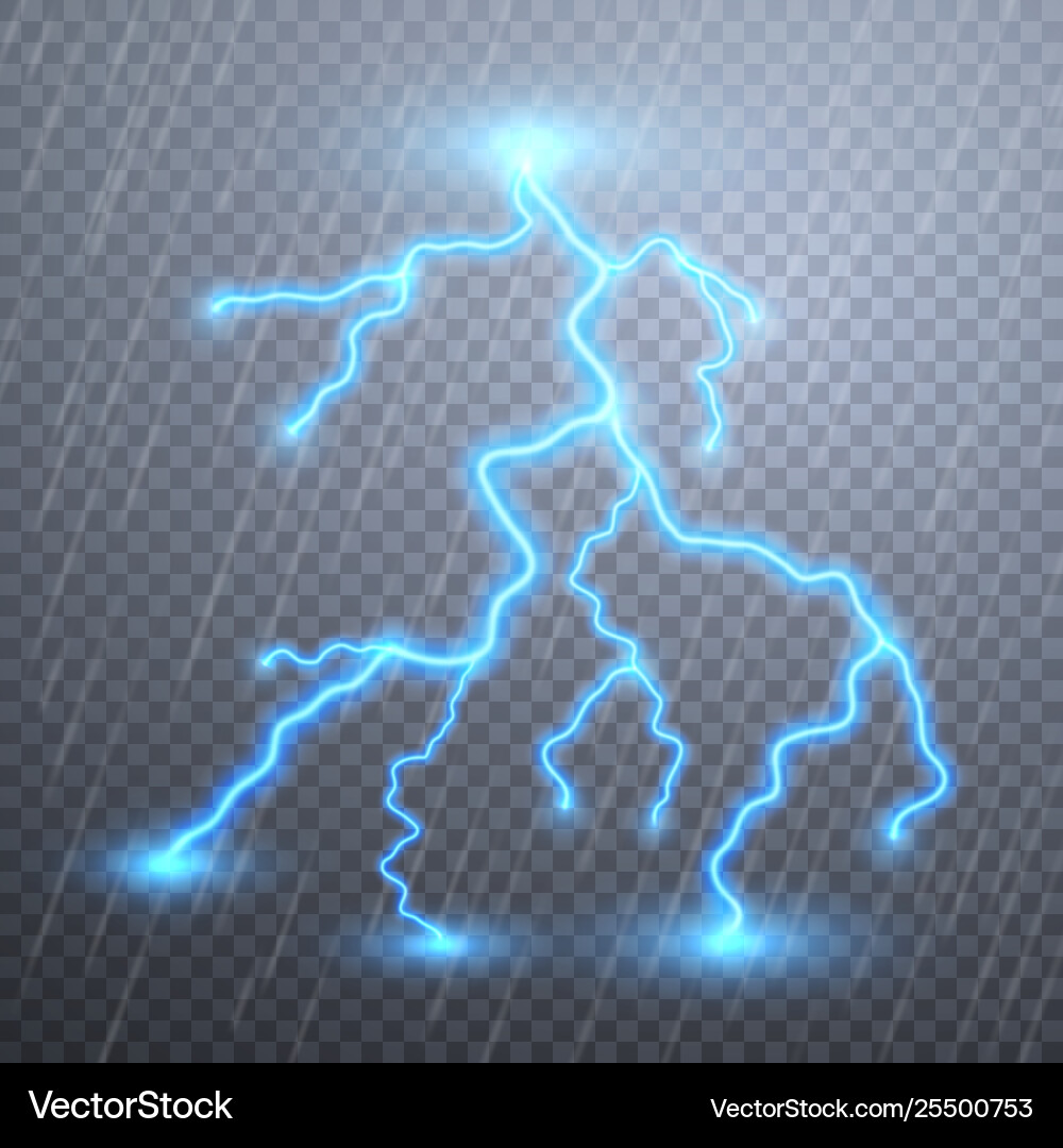 Realistic lightnings with transparency for design Realistic lightnings with transparency for design vector image