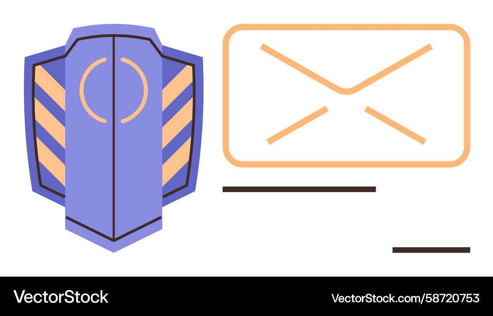 Shield with envelope symbolizing secure Shield with envelope symbolizing secure Vector Image