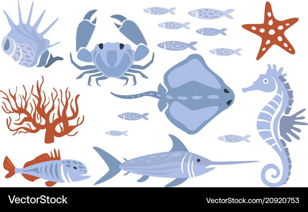 Stilisierte Unterwasser Natur Satz von Icons Stilisierte Unterwasser Natur Satz von Icons vektorbild