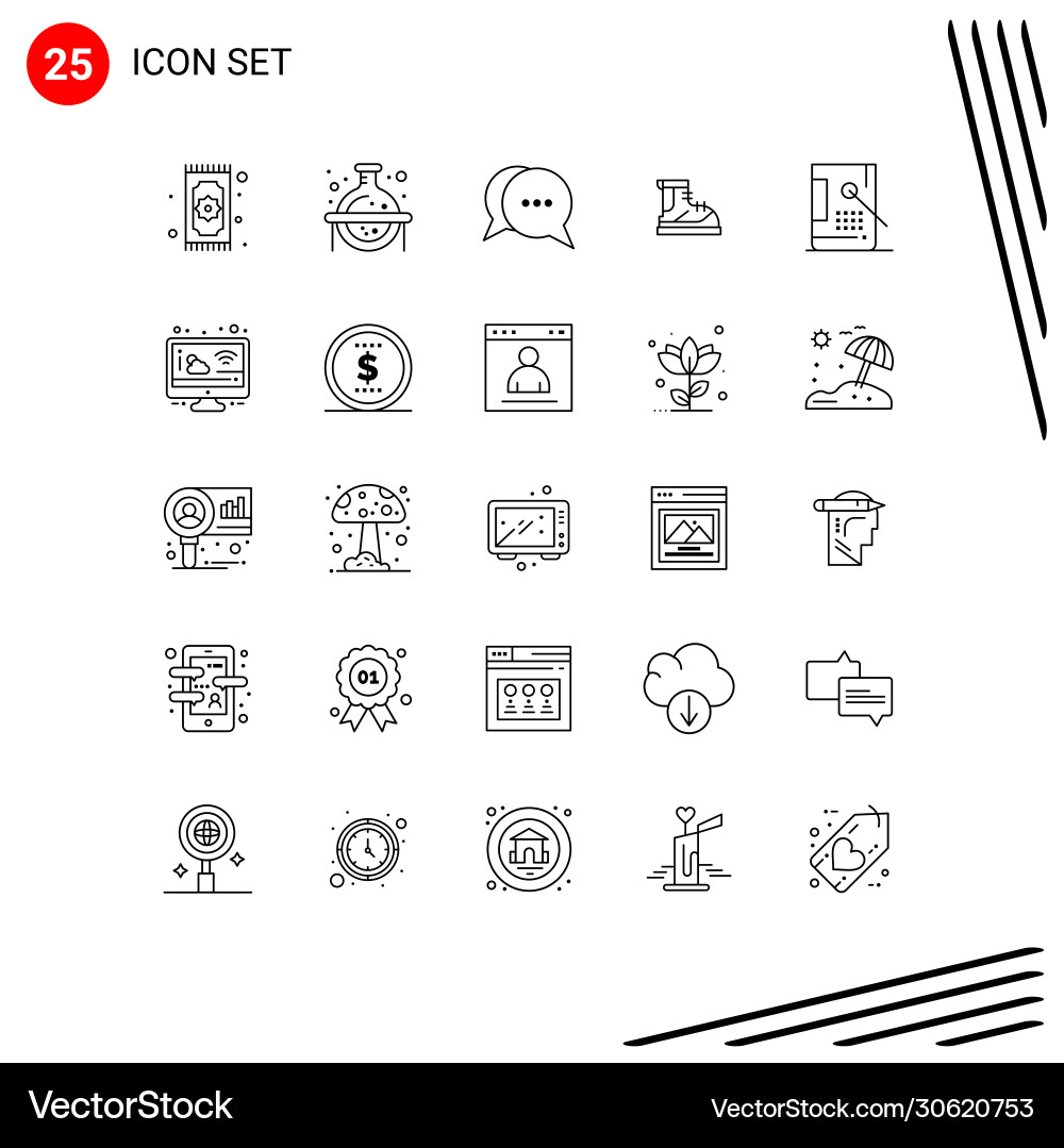 User interface pack 25 basic lines boot vector image