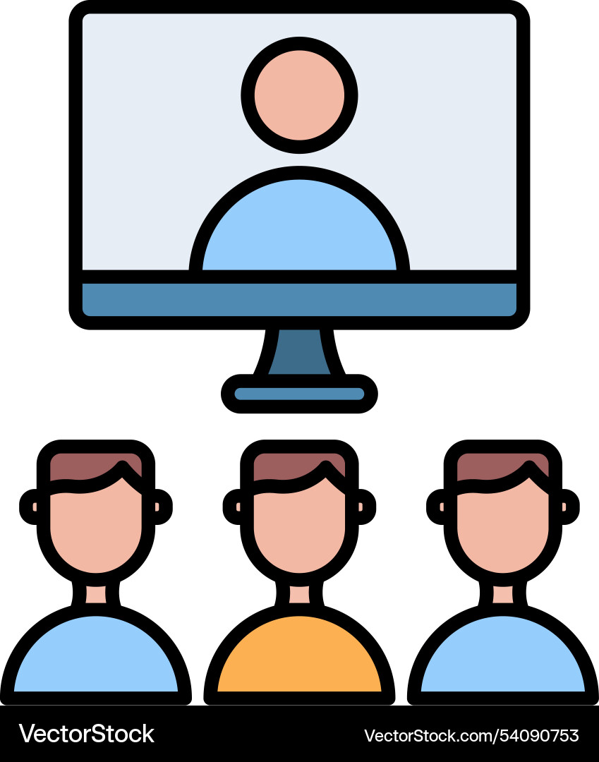 Virtual class line filled icon design Vector Image