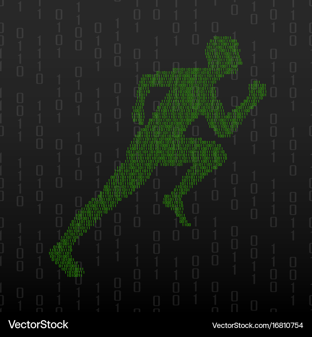 Abstract silhouette running man from binary vector image
