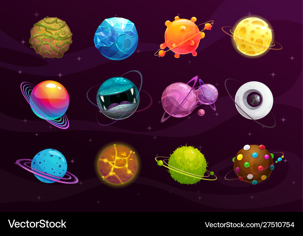 Colorful Alien Planets Vector Image