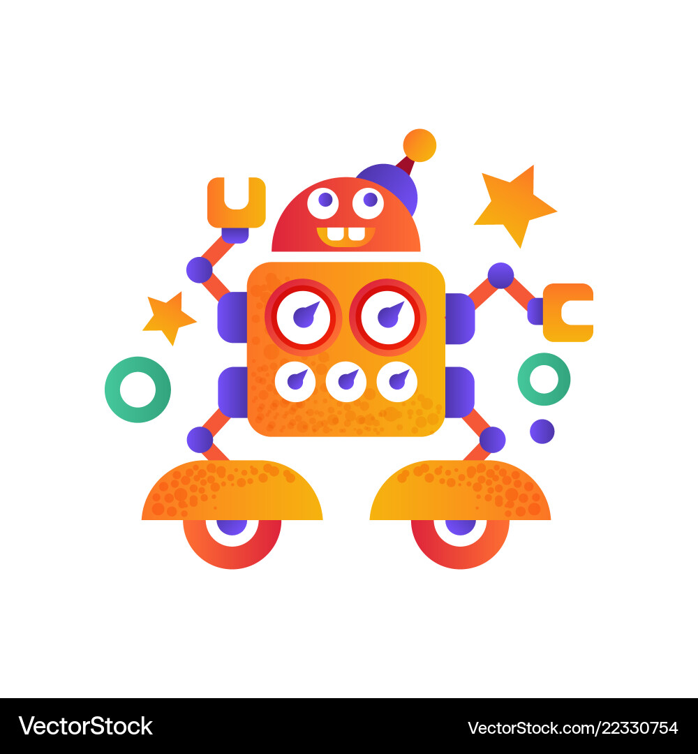 Cute funny robot character artificial robotics Cute funny robot character artificial robotics vector image