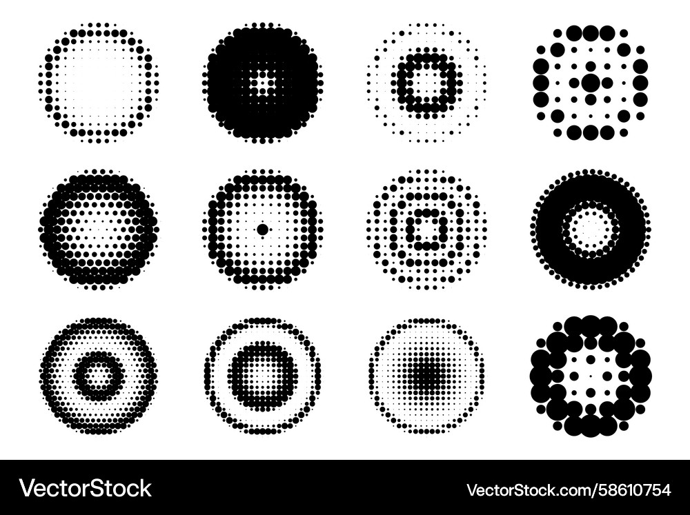 Design elements halftone dotted frames set Design elements halftone dotted frames set Vector Image