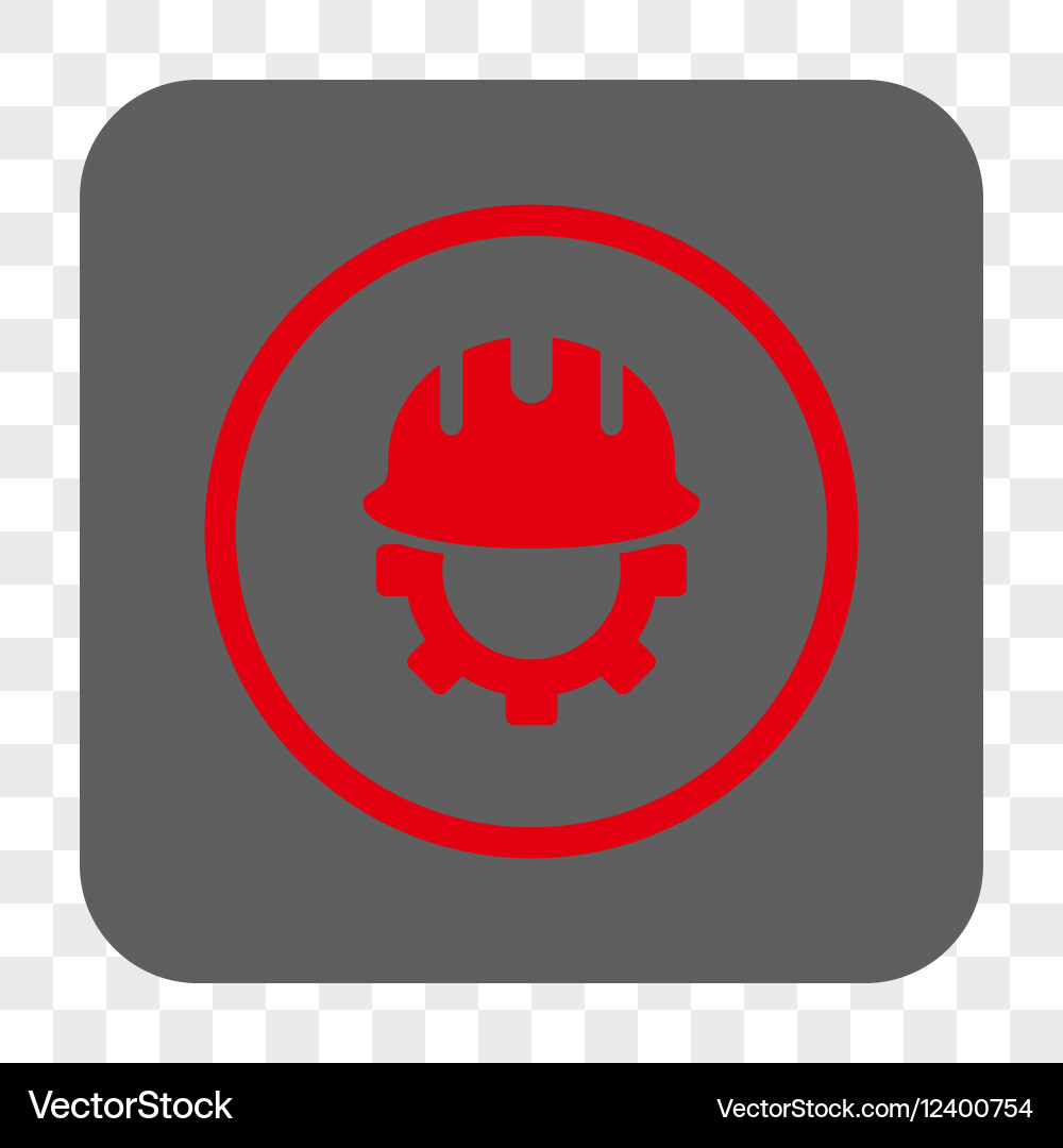 Development hardhat rounded square button vector image