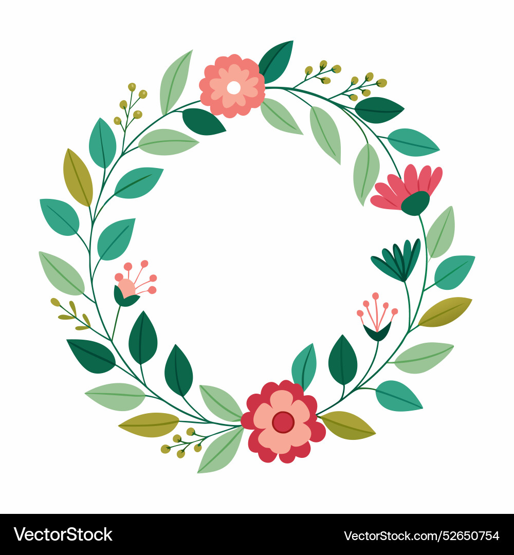 Eine anmutige runde Blumenkranzdekoration Eine anmutige runde Blumenkranzdekoration vektorbild