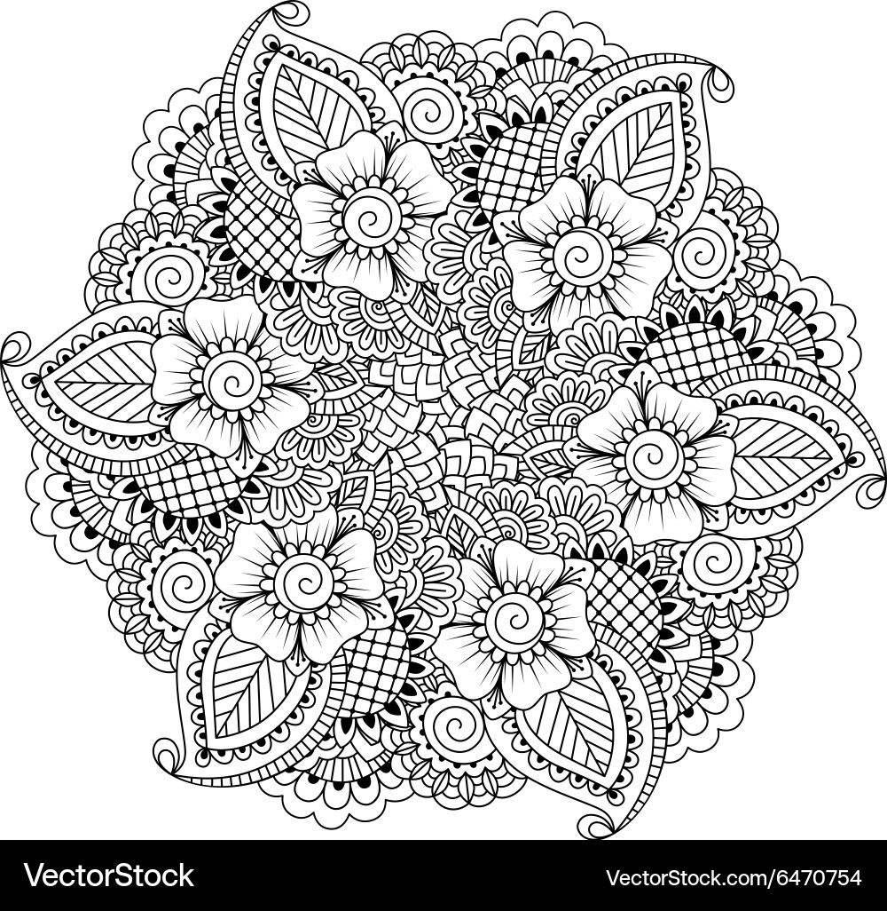 Floral mandala Färbung Seite Vektorbild