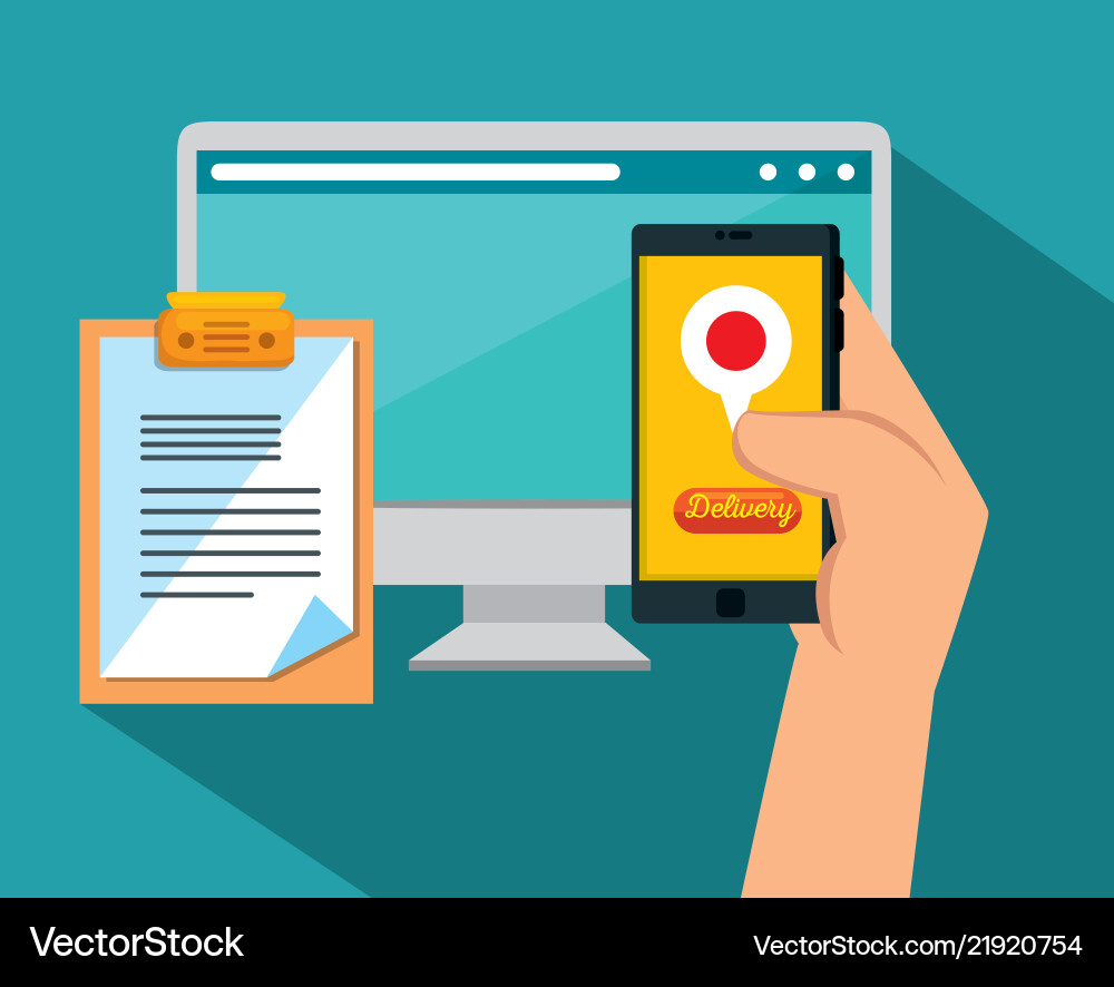 Logistic services with computer Logistic services with computer vector image