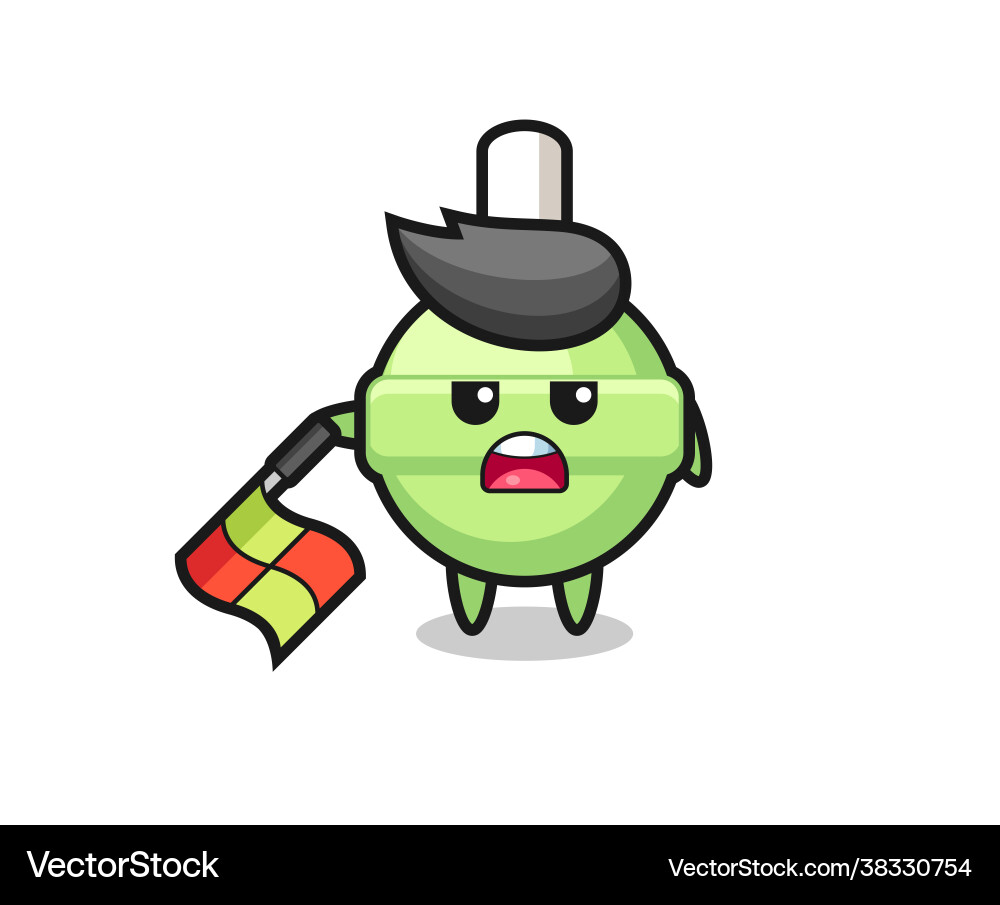 Lollipop character as line judge hold flag Lollipop character as line judge hold flag vector image
