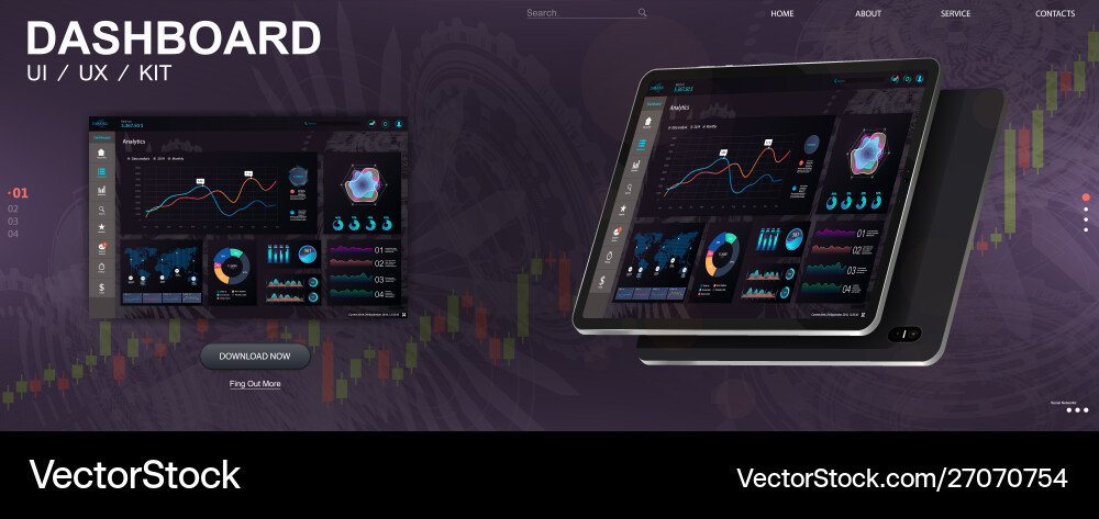 Modern Data Dashboard UI vector image
