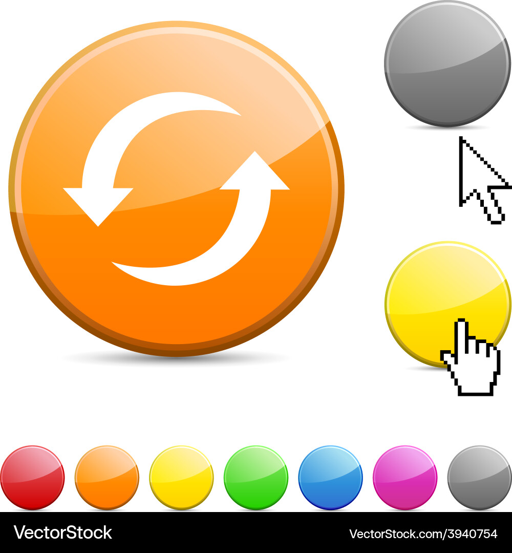 Refresh glossy button vector image