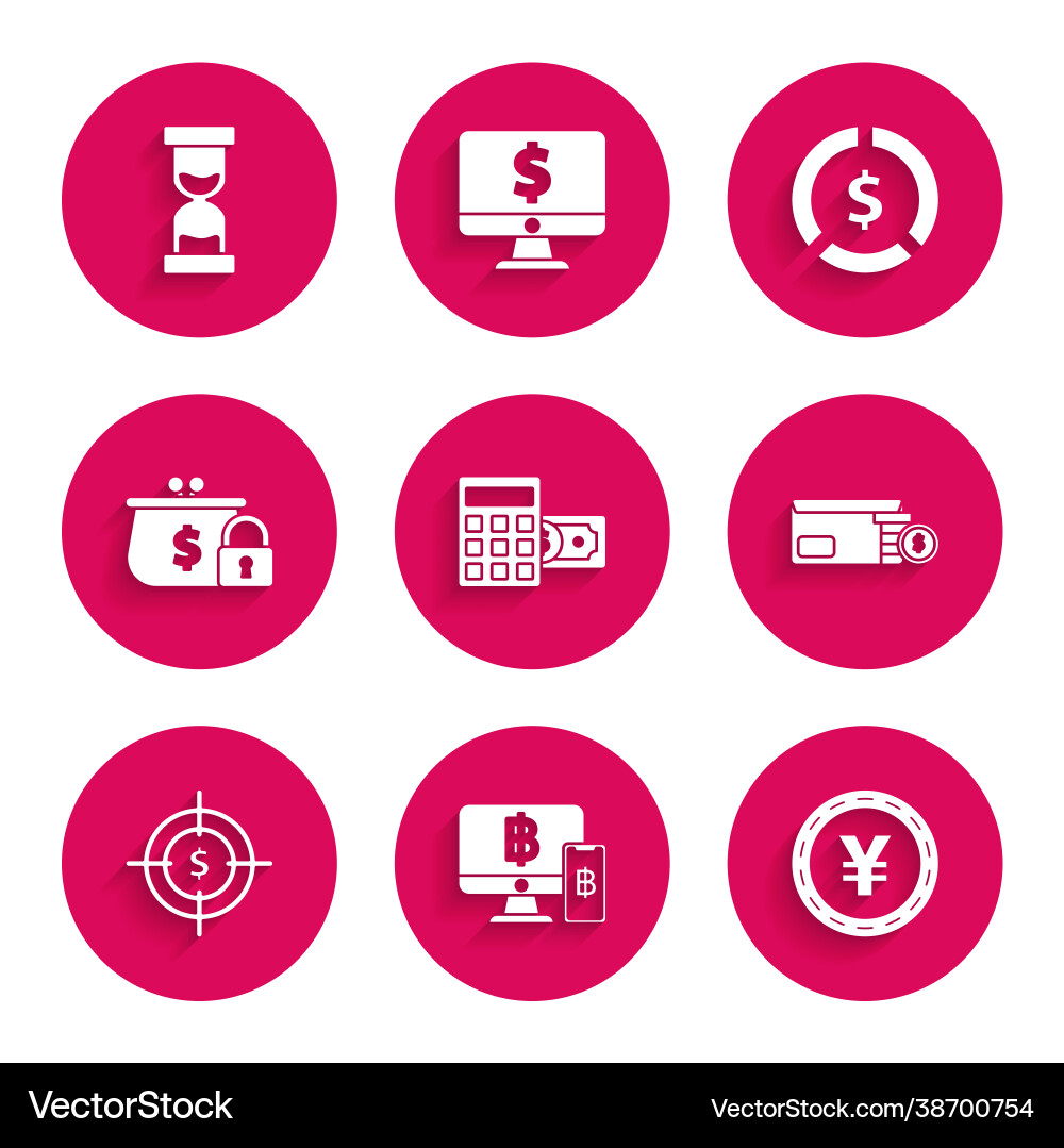 Set calculator with dollar symbol computer Set calculator with dollar symbol computer vector image