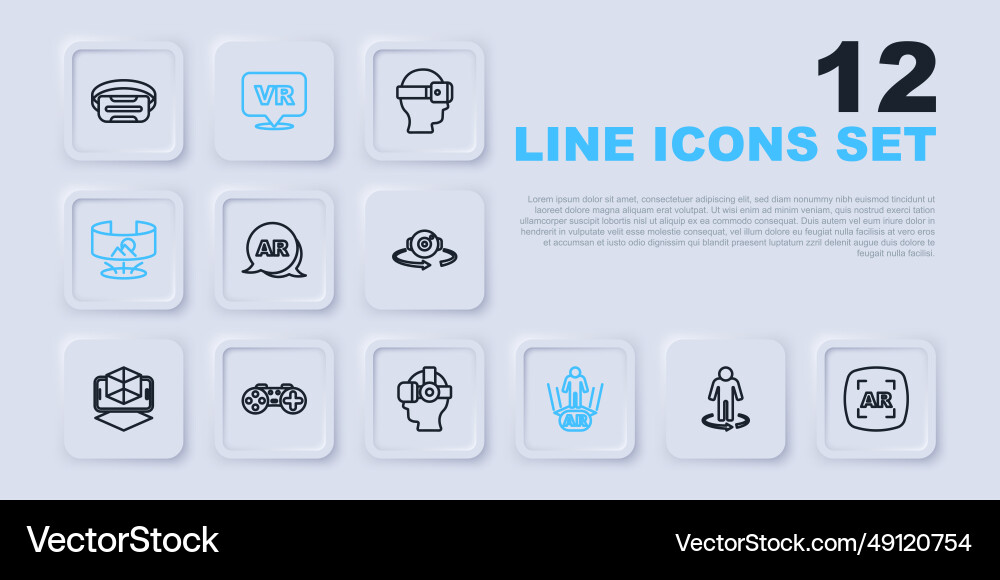 Set line 3d modeling augmented reality ar 360 Vector Image
