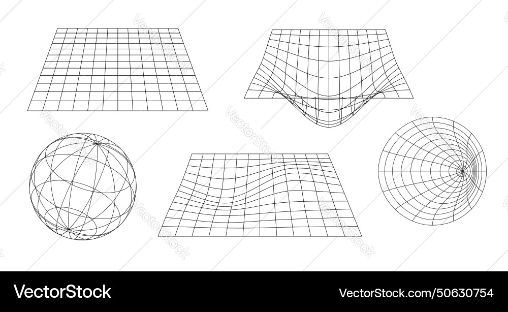 Set of grids y2k design elements plane Vector Image